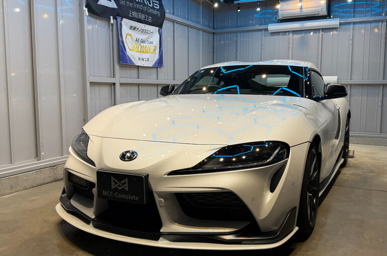   山形県から秋田市のBLANCへご来店いただき、研磨とセラミックコーティングを施工したトヨタGRスープラの完成写真    